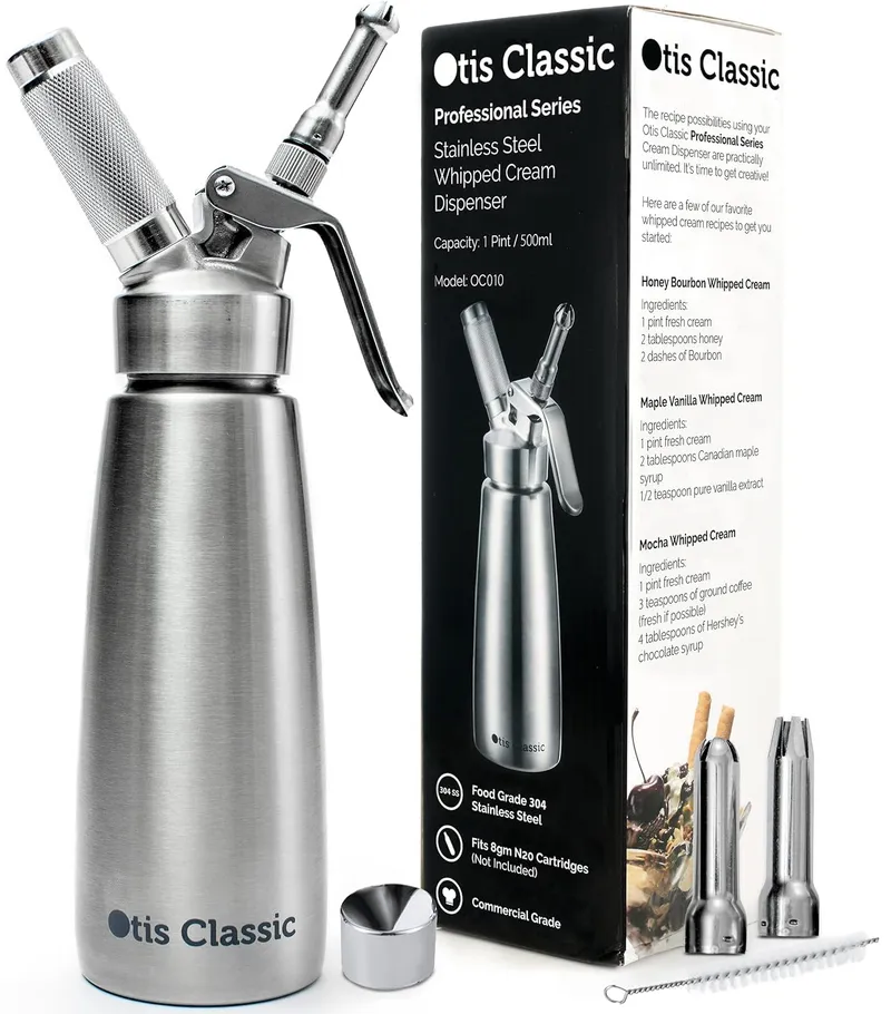 Otis Classic Whipped Cream Dispenser 500ml Stainless Steel with 3 Nozzles
