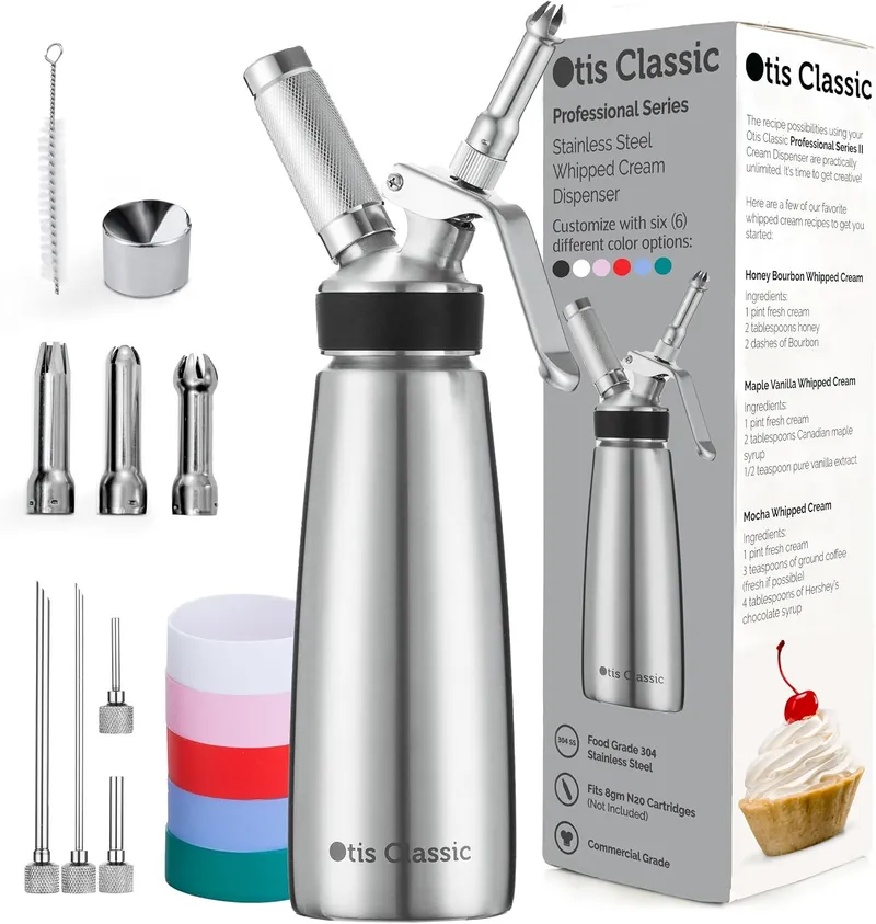 Otis Classic Professional Whipped Cream Dispenser 304 Stainless Steel,500ml